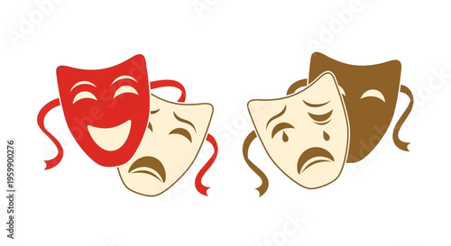 Theatrical masks for comedy and tragedy.
