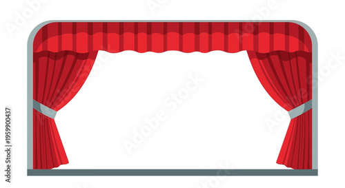 Red curtain backdrop for presentations.