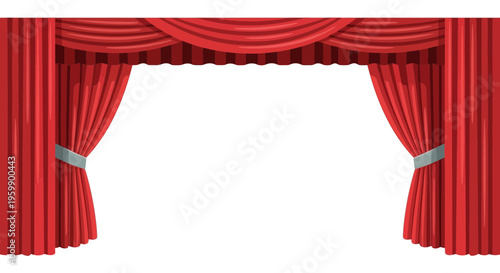 Red curtain backdrop for presentations or performances.