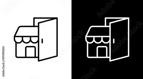 Market Entry White Icon Set Design