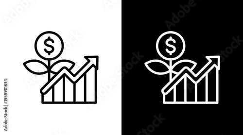 Investment Growth White Icon Set Design