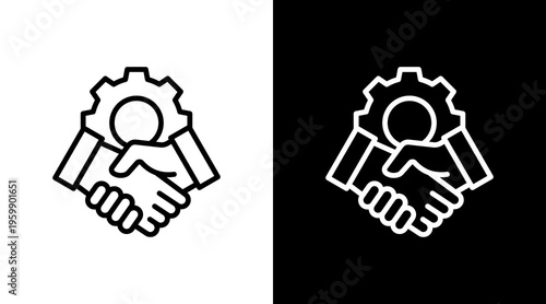 Strategic Partnership White Icon Set Design