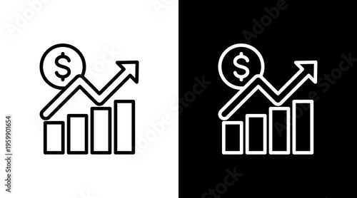 Sales Growth White Icon Set Design