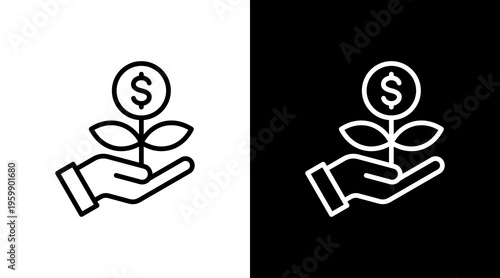 Business Investment White Icon Set Design
