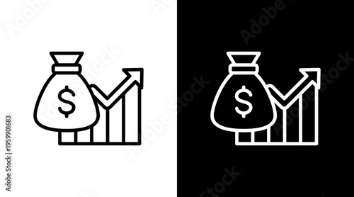 Economic Growth White Icon Set Design