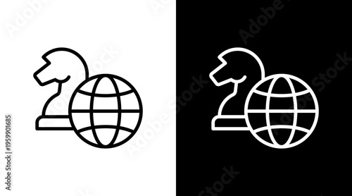 Global Strategy White Icon Set Design