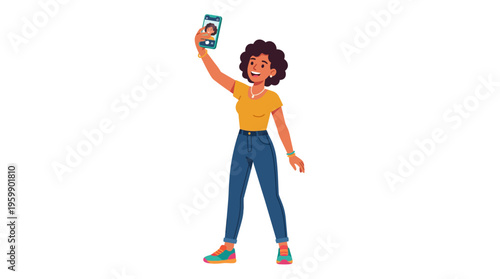 Young Woman Taking a Selfie with Her Smartphone.