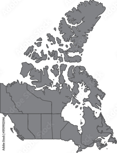 Simple Map of Canada in Grey Layout