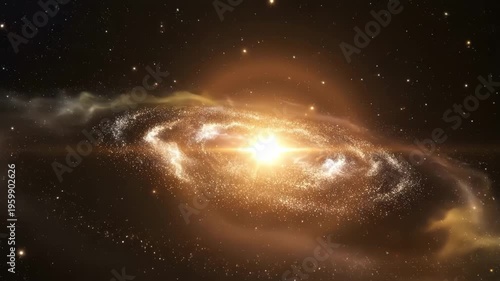 Vibrant spiral galaxy shining brightly in the deepness of outer space