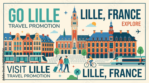 Lille France Travel Promotion Poster