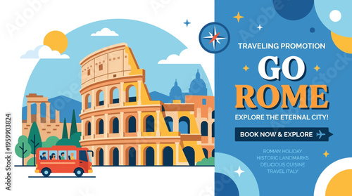 Go Rome Travel Promotion with Colosseum and Bus