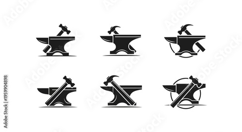 Anvil and Hammer Blacksmith Tools Set for Metalworking and Craftsmanship.