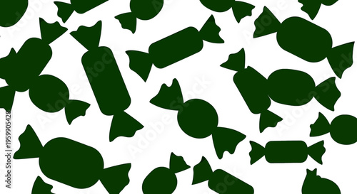 Deep green candies on a white background candy sweets confectionery wrapped