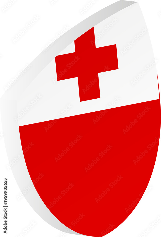Fototapeta premium 3D Tonga Flag Shield in Isometric Rugby Ball Shape