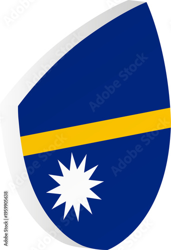 3D Nauru Flag Shield in Isometric Rugby Ball Shape Free Download 3D Nauru Flag Shield in Isometric Rugby Ball Shape - GFXLoad