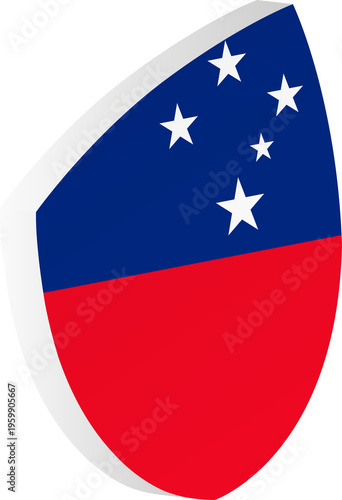 Free Download 3D Samoa Flag Shield in Isometric Rugby Ball Shape - GFXLoad