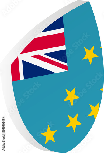Free Download 3D Tuvalu Flag Shield in Isometric Rugby Ball Shape - GFXLoad