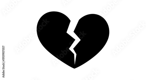 A fractured heart shape visually representing loss and separation silhouette