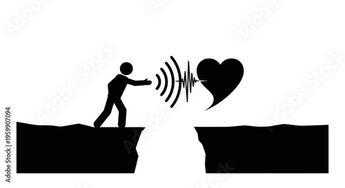 Reaching for love across a divide a stark black silhouette