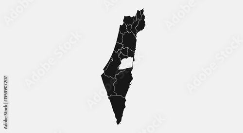 Map Silhouette of Israel and Palestine, Highlighting Jerusalem