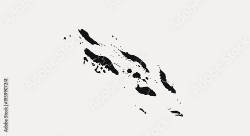 Map Silhouette of Solomon Islands, Black Ink Splatter Style