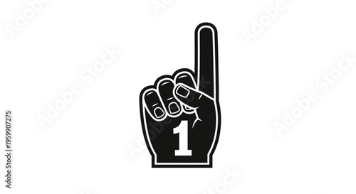 Black foam finger displaying number one a celebratory gesture silhouette