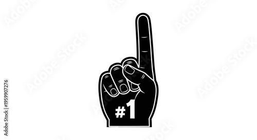Black foam finger displaying number one a celebratory silhouette
