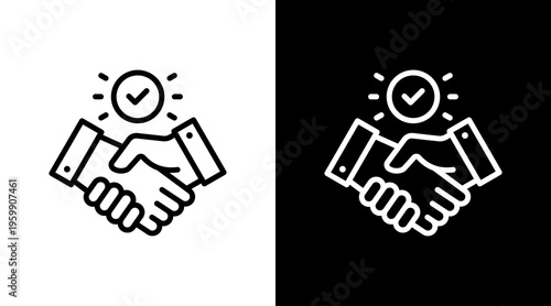 Handshake White Icon Set Design