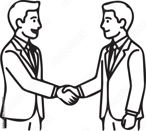 Two businessmen shaking hands after successful deal completion vector