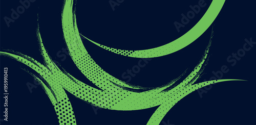 Green abstract spike shapes on dark background for dynamic design