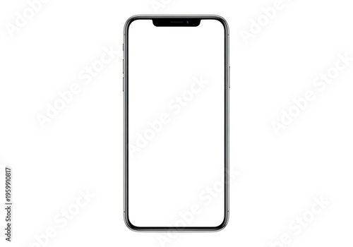 Minimalist outline of a modern smartphone without any screen content isolated on transparent background