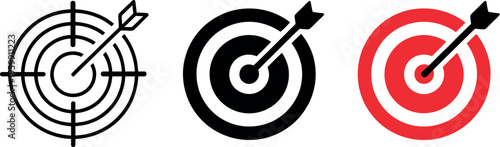 Three target icons with varying levels of precision and emphasis