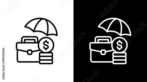 Business Insurance White Icon Set Design