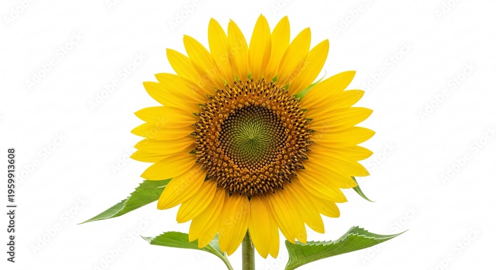 Fototapeta premium Vibrant sunflower isolated against white background botanical beauty