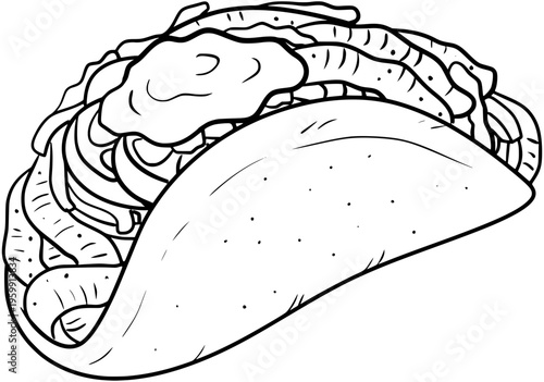 Gyro Greek Mediterranean Vector Outline Line Art Drawing