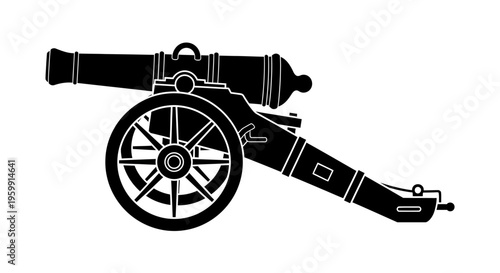 Vintage cannon illustration a striking black shape detailed silhouette