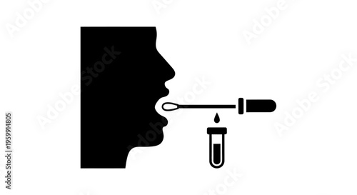 Covid test procedure shown in a striking black silhouette