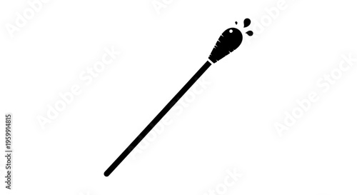 Black silhouette of a lit match with sparks simple graphic silhouette