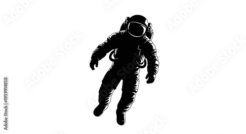 Astronaut floating in space depicted as a striking black silhouette