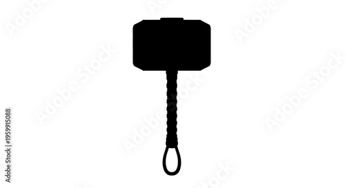 A striking black silhouette of a traditional mythical hammer silhouette