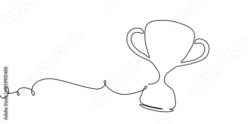 Schilderij op canvas Line winner trophy vector prize art win icon continuous sketch award