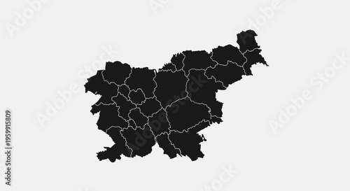 Slovenia Map Outline Silhouette Black Regions Borders