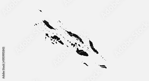 Solomon Islands Map Outline Black Silhouette Isolated on White Background