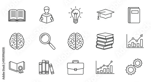 Education and learning concepts illustrated with simple line art silhouette