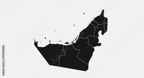 United Arab Emirates Map Silhouette - Political Divisions, Country Outline