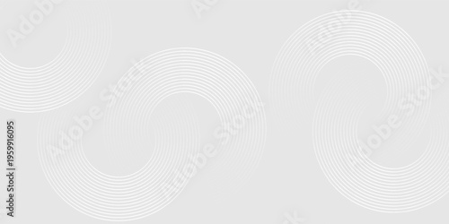 Abstract white glowing geometric lines on gray background. Modern shiny blue circle lines pattern. Futuristic technology concept.  banners, posters, cards,