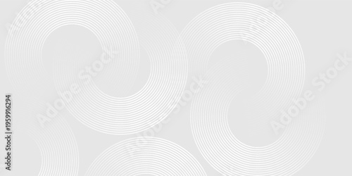 Abstract white glowing geometric lines on gray background. Modern shiny blue circle lines pattern. Futuristic technology concept.  banners, posters, cards,