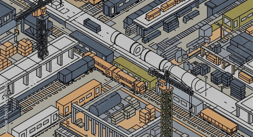Elevated cylindrical urban commuter train on tracks.