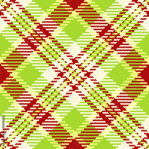 Vibrant plaid pattern with interlacing lines. A versatile backdrop for festive designs, fashion projects, and textile presentations. Seamless, eyecatching texture.