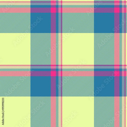 Square fabric check pattern, site textile vector plaid. Dog tooth texture background seamless tartan in lime and cyan colors.